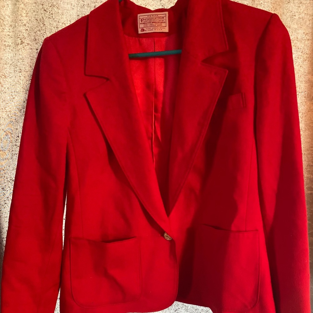 Pendleton red 💯 % Virgin Wool blazer Jacket